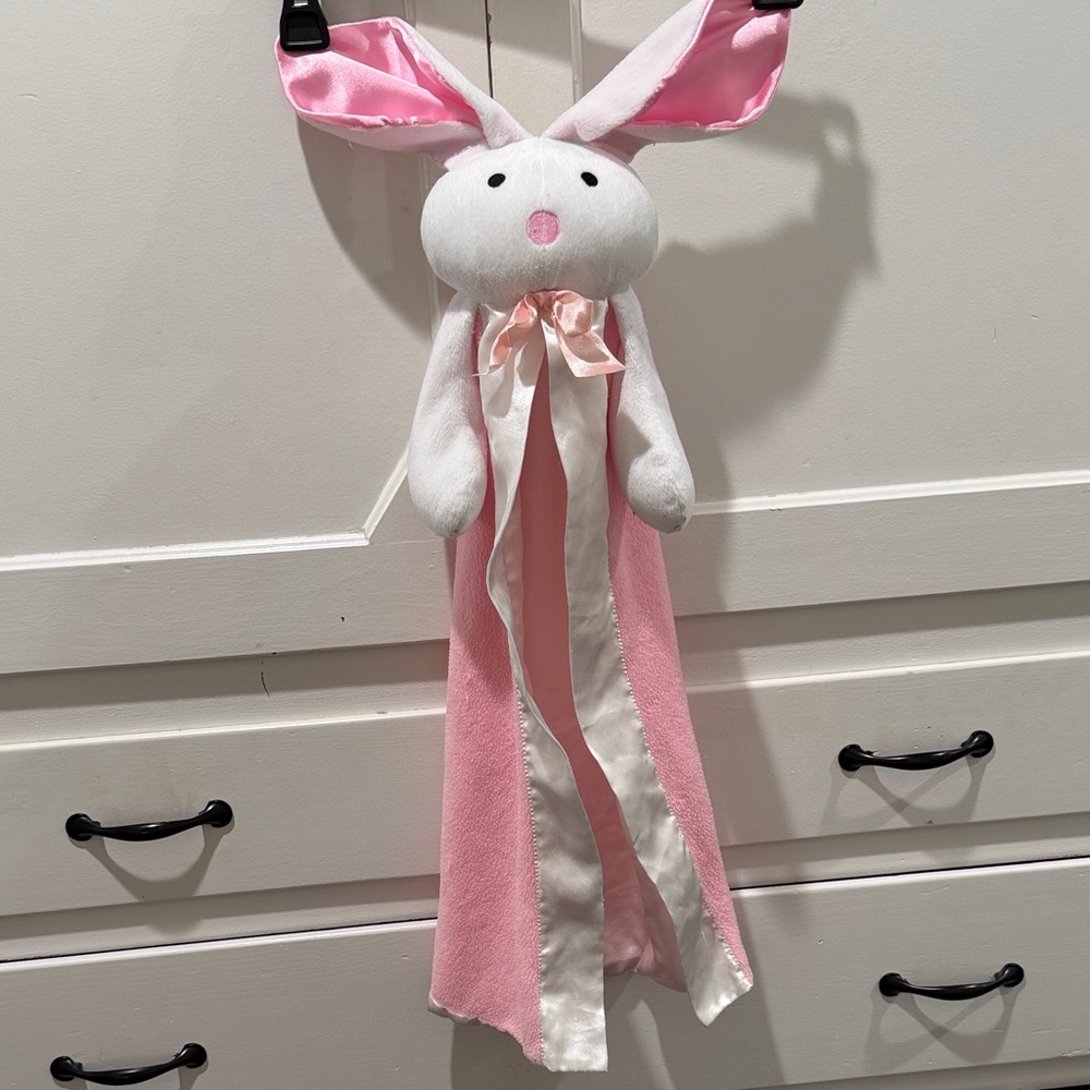 Pink and White Bunny blankie or lovie baby security blanket